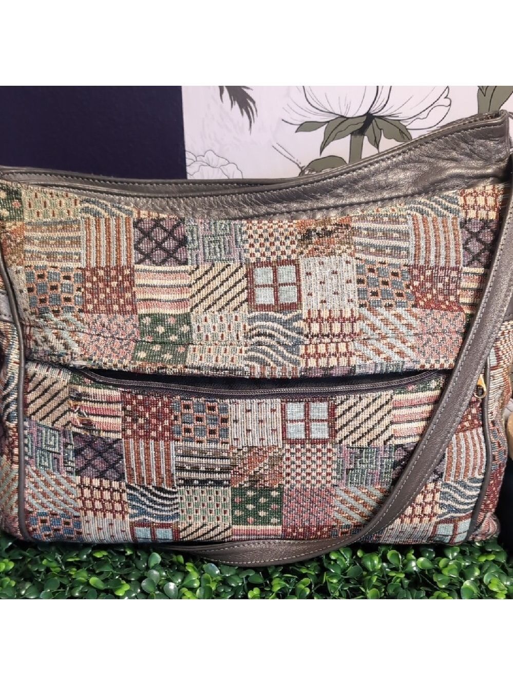 Vtg Patchwork Tapestry Quilt W/ Keychain By Sas